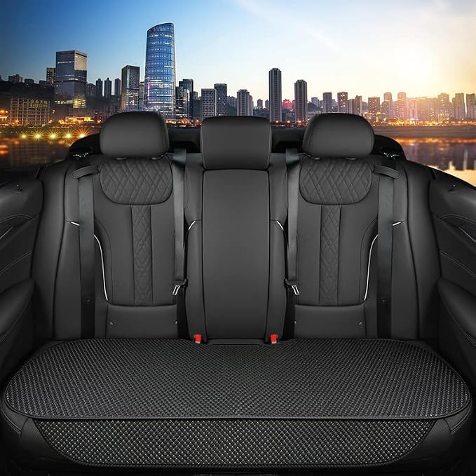 Auto Newer Breathable Universal Four Seasons Car Seat Covers, Luxury Include Front Car Seat Protector and RearCar Seat Cushion,Compatible with 95% Vehicles Fit for Cars Truck SUV (Black,3PCS) - Image 4