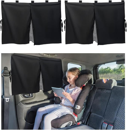 Ohleats 2 Pack Window Shade, Double Layer Car Window Shade for Heat/UV Protection, Side Window Curtain for Baby & Kids, Universal Sunshades (Black) by Ohleats