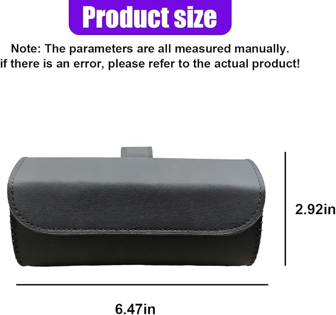 Sunglasses Holder for Car Sun Visor, Leather Car Sunglass Holder with Hidden Magnetic Closure, Clip On Glasses Case, Universal Storage Box Organizer Accessories (Black) - Image 2
