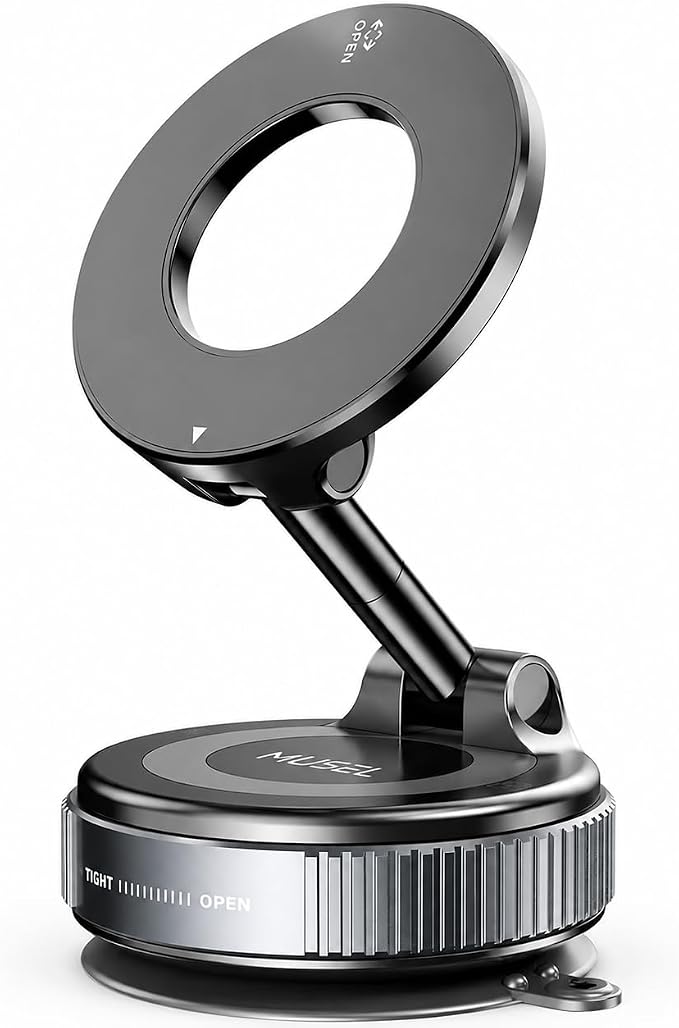MUSEL Magnetic Car Phone Holder for MagSafe, Nanogel Mount for iPhone 17-12 | Direct nano gel mount, 88 lb magnetic force, 22 N55 magnets, 360 degree rotation, no bottom plate, ring included, dash mounts by MuselOfficial