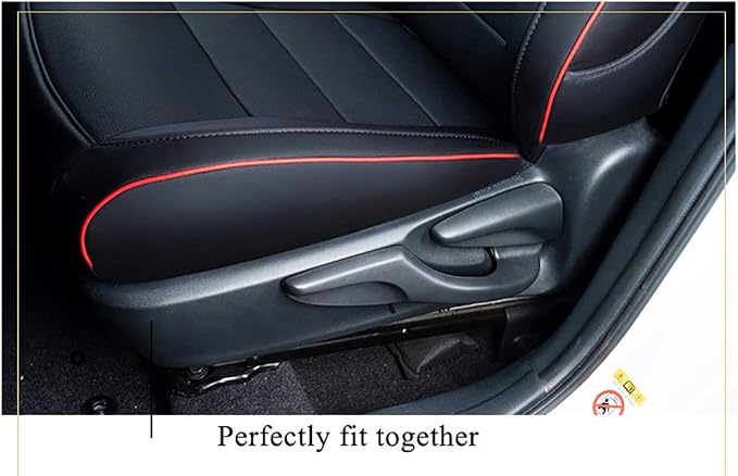 EKR Car Seat Covers for Toyota Camry 2012-2017 (Gas),Full Set | Custom Fit for Toyota Camry L/LE/XLE 2012-2017,Factory-Style Upgrade,Easy-Wipe Protection-Faux Leather(Black with Red Trim) - Image 5