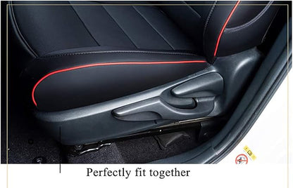 EKR Car Seat Covers for Toyota Camry 2012-2017 (Gas),Full Set | Custom Fit for Toyota Camry L/LE/XLE 2012-2017,Factory-Style Upgrade,Easy-Wipe Protection-Faux Leather(Black with Red Trim) - Image 5