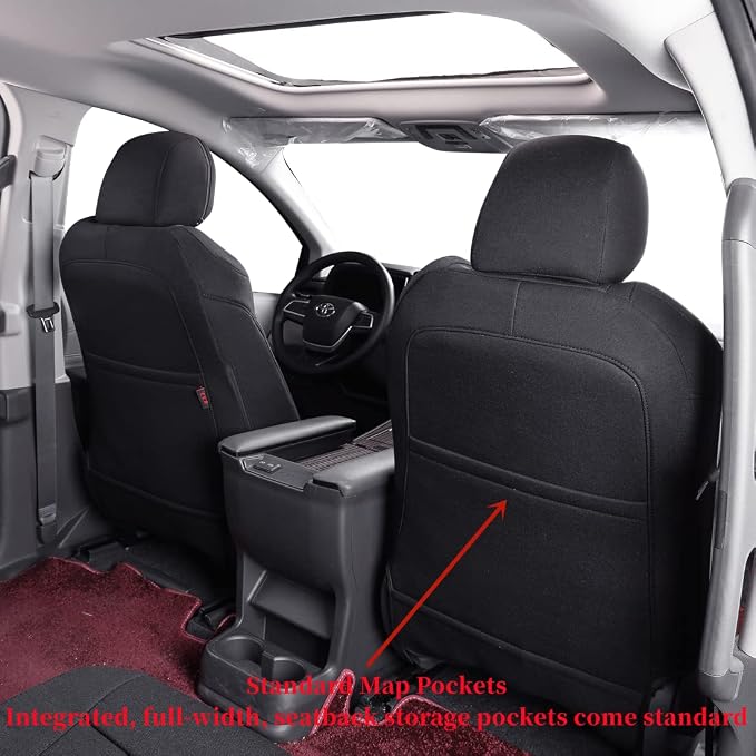 Seat Covers for Toyota Sienna 2021–2026 XSE/XLE/Limited/Platinum/Woodland,7-Passenger,2nd Row w/No Leg Rest,Custom Fit Full Set, Breathable UV-Resistant Polyester Seat Protector,Black - Image 6