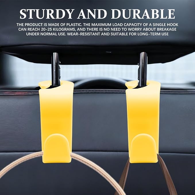 4PCS Car Seat Headrest Hooks, Purse Hook for Car | Car Headrest Hidden Hook, Car Interior Accessories Multi-Use Portable Headrest Organizer Holder for Purse Handbag Coats - Image 3
