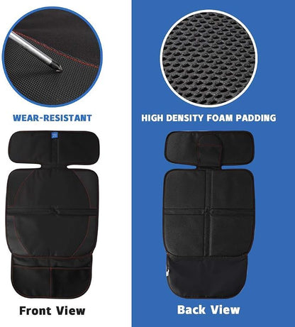funbliss car seat Protector for Child car seat Beige Thick Padding Carseat Kick Mat with Organizer Pockets,Waterproof 600D Fabric,Vehicle Dog Cover Pad for SUV Sedan Leather Seats - Image 7