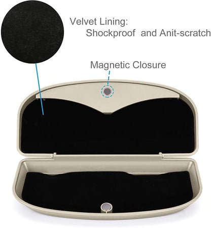 MOSISO Car Visor Sunglasses Case, ABS Eyeglasses Holder Protective Box | Universal Automotive Clip Eyewear Hard Shell Storage Organizer with Magnetic Closure and Double Card Clamp, Beige - Image 5