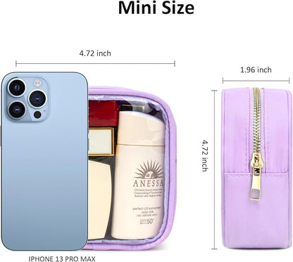 Clear Makeup Bag for Purse - Small Cosmetic Bag, Toiletry Bags, Cute Travel Makeup Bag, Coin Purse, Car Accessories Organizer - Storage Travel Essentials for Women & Girls (Clear-Purple) - Image 5