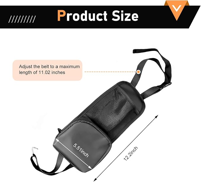 2PCS Car Seat Storage Hanging Bag, Multi-Pocket Seat Side Organizer with Mesh Pocket, Multifunctional Storage Pouch for Phone Wallet Glasses Drink, Universal Car Holder for Sedans SUVs Trucks - Image 2