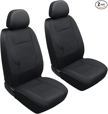 GIANT PANDA Front Seat Covers for Ford Explorer, Bronco/Bronco Sport(2021-2026), Escape, Maverick, Mustang, Ranger(2019-2026), Edge, Fusion, Focus, Faux Leather 2-Pack (Solid Black) by GIANTPANDA