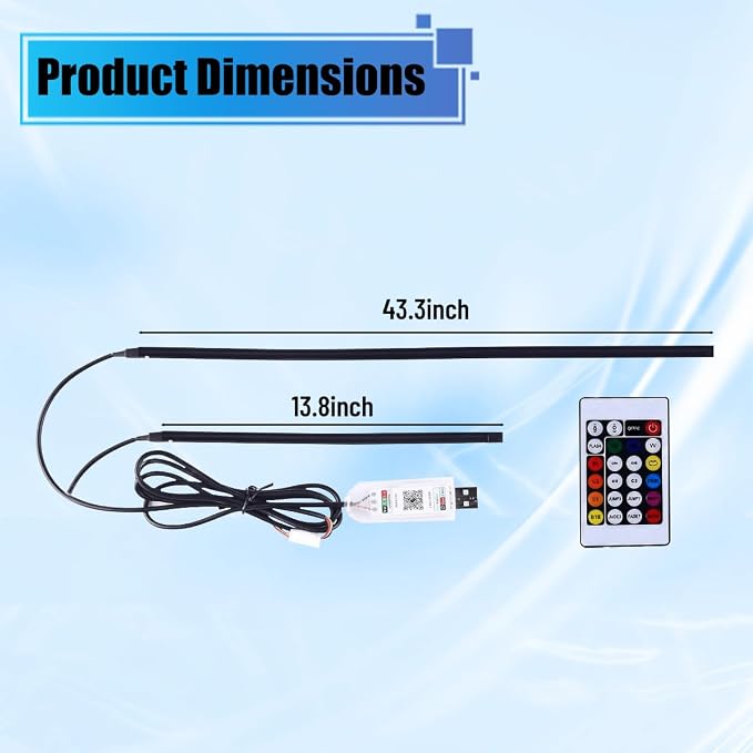 Car Interior LED Strip Light, Flexible Acrylic RGB Ambient Neon Light with Wireless APP & Remote Control, 2-in-1 Music Sync Auto Internal Atmosphere Lamp Strip, Universal for Vehicle (57Inch) - Image 2