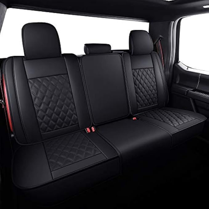 Rear Car Seat Covers for Ford F150 F250 F350 F450 Crew Cab (Black) | Custom Fit 2009-2026 F150 XLT STX XL Supercrew, 2017-2026 F250 F350 F450 Super Duty Truck Pickup Lariat, Waterproof Leather by Aierxuan