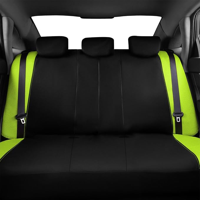 Flying Banner Butterfly car seat Covers ful Set Fashion Universal Lady Woman Female Rear Bench Split Colorized (Green, Full Set) - Image 7