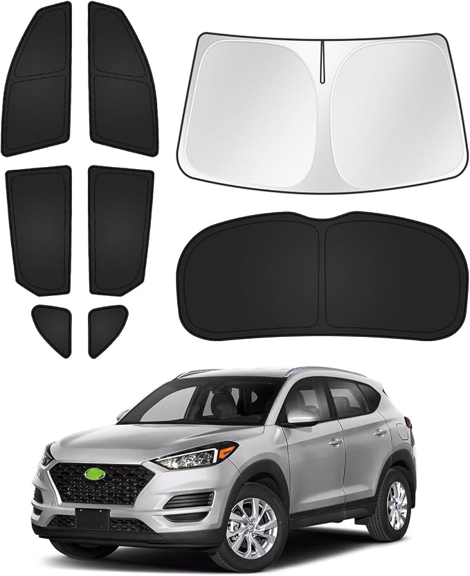 Canvcle Sunshades for Hyundai Tucson 2016-2021 Accessories Windshield Sun Shade Side Rear Window Shade Cover Sun Visor Shield Privacy Protection Keep Vehicle Cool Black 8PCS by Canvcle