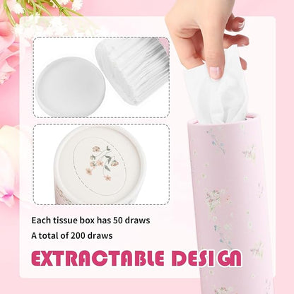 4PCS Pull-Out Car Tissues Cylinder,Exquisite Car Tissue Holder with Easy Open Lid,Refillable Cup Holder Tissues for Cars Interior Accessories with 50-Count Per Box - Image 4