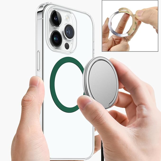 TENOC Universal Metal Ring Sticker, 3Pcs, Green | Compatible with iPhone/Samsung/Android Cellphones, Magnetic Phone Charger/Mount/Holder Conversion - Image 3