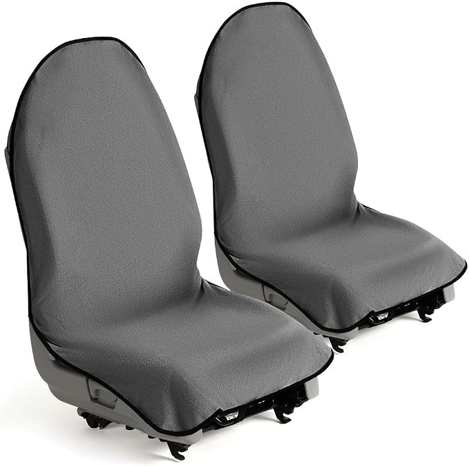 lebogner Car Seat Towel Cover for Post Gym Workout, Running and Swimming, 2 Pack Universal Fit Anti-Slip Waterproof Sweating Bucket Seat Protector for Cars, SUVs and Trucks, Grey by lebogner