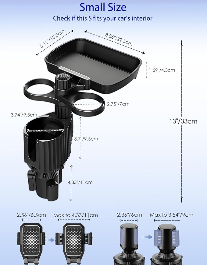 Car Cup Holder Tray - 4-in-1 Universal Car Cup Holder Expander with Snack Table and 3 Drink Mount for Automotive Road Trip, Driver and Front Passenger Organizer for Trucks, SUVs, Minivans - Image 2