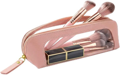Clear Pencil Case for Girls,Leather Travel Makeup Bag for Purse Portable Transparent Waterproof Cosmetic Organizer Pouch with Zipper by LETGO