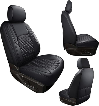 Huidasource Tacoma Front Seat Covers, Leather Car Seat Covers Custom Fit for Toyota Tacoma 2016-2023 2022 2021 Double & Crew Cab SR, SR5, Limited, TRD Pro, TRD Sport, Off-Road (Front Pair/Black) - Image 9