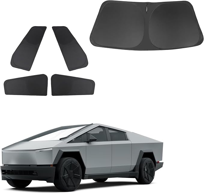 TINGLU Window Shades for Tesla Cybertruck 2023-2025 Accessories Car Side Full Windows Windshield Sun Shade Sun UV Rays & Privacy Protection for Camping 5PCS by TINGLU