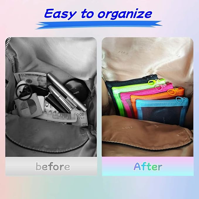 Small Mesh Zipper Pouch Bags for Purse & Small Mesh Pencil Pouches - Image 7