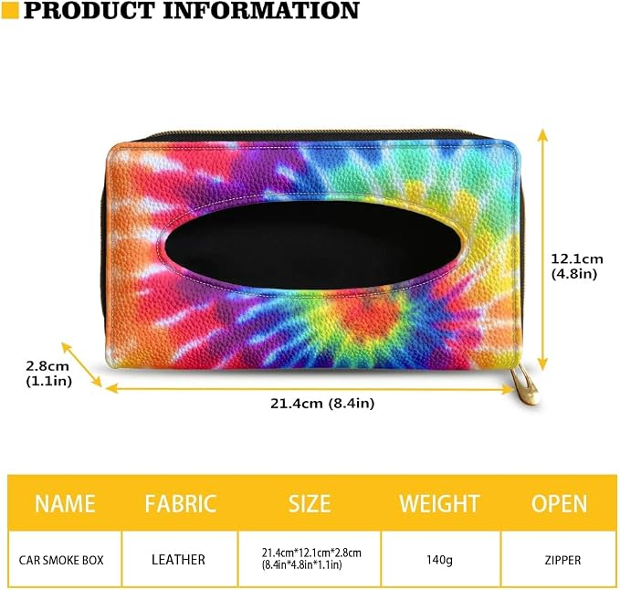 Biyejit Car Tissue Holder, Rainbow Tie Dye Premium Sun Visor Napkin Case, Hanging Car Accessories Used to Organize Paper Towels and Storage Small Items - Image 7
