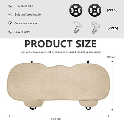 Car Seat Cover for Rear Seats, Comfortable Linen Seats Cushion Pad Mat with Storage Pockets, Anti-Slip Breathable Bottom Long Rear Seat Cover Protector for SUV Truck Van (Beige) - Image 2