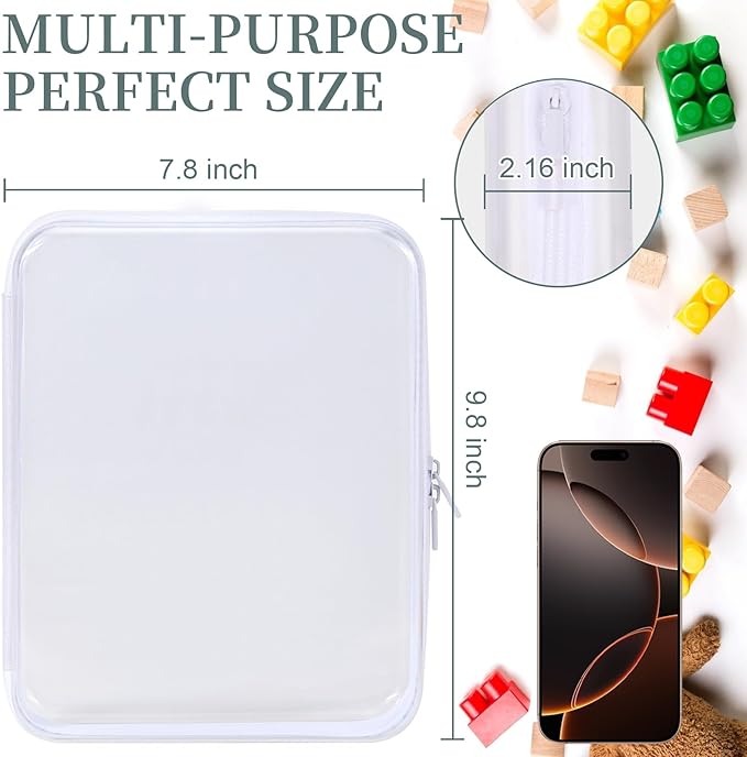 YOPCDJ 3 Pack Clear Hard Shell Zipper Case, Clear Zipper Pouches,Diaper Bag Organizer Pouches,Waterproof Makeup Organizer & Travel Toiletry Bag, Plastic Pouch for Office Home Storage, Large Size - Image 3