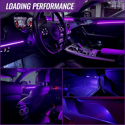 Ambient Lighting Car Led Lights Interior Kit,2PCS 43.3 inches Dream Color Acrylic Led Strips Lights for Car Interior Dashboard,DC 12V Fiber Optic Music Sync Neon Ambiance Lighting with Wireless APP - Image 7