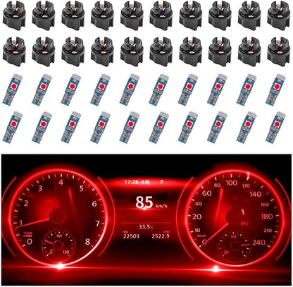 20PCS Car LED Dash Lights - Super Bright Instrument Cluster Light Bulbs with T5 37 74 LED Bulbs & Twist Lock Socket - Universal 12V L-ED Lights for Car Interior Accessories (Red) by Unknown
