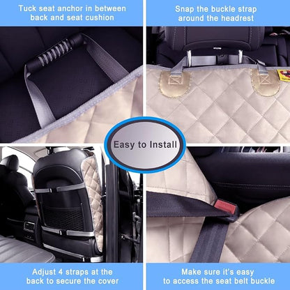 Bark Lover Deluxe Dog Seat Cover for Front Seat-More Durable Spill-Resistant Front Seat Protector, High Heat Resistant and Nonslip Front Seat Cover for Dogs Kids, Universal Size (Warm Beige,1 Pack) - Image 9