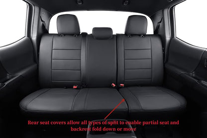 Custom Fit Front Seat Covers for Toyota Tacoma Double Cab 2016 2017 2018 2019 2020 2021 2022 2023,Full Coverage Leather Seat Protector (Front Row Only,Black) - Image 5