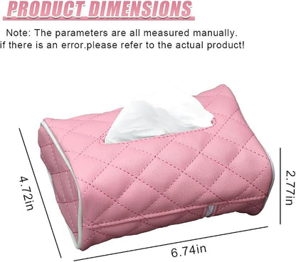 Car Tissue Holder, Soft PU Leather Auto Backseat Napkin Holder, Rectangle Hanging Tissue Box for 100-150 Standard Tissues, Universal Car Interior Storage & Organization Accessories (Pink) - Image 2