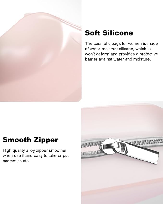 Small Clear Silicone Pouch, Mini Makeup Travel Bag Cute Make up Pouch for Purse Portable Cosmetic Case Clear Toiletry Bag for Women Coin Purse Compact Car Bag for Essentials - Image 5