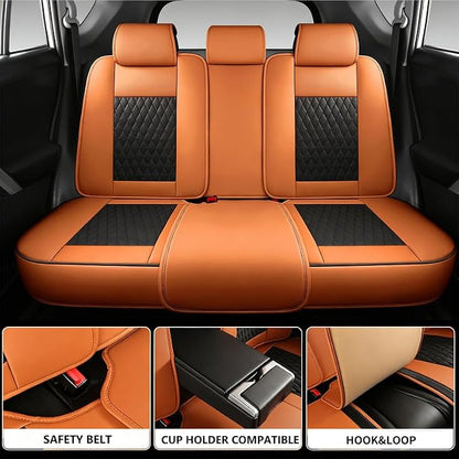 Car Seat Covers Full Set Custom Fit For Toyota RAV4 2001-2026, Black&Brown | Lumbar Support, Premium Faux Leather, Breathable, Anti-Slip, Airbag Compatible, Waterproof, Car Seat Protectors, 2 Row-5Seat - Image 3
