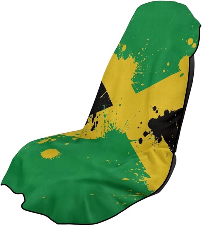 SEANATIVE Jamaican Flag Print Car Seat Towel Covers - Breathable Sweat Absorbing Automotive Seat Protectors for Gym, Camping & Pet Transport (Fits SUV/Truck) by SEANATIVE