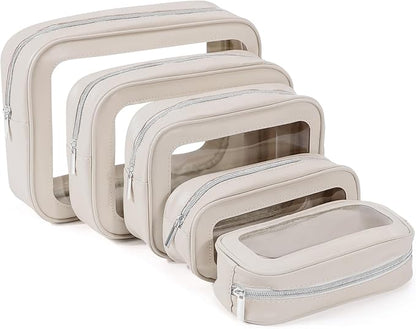 YOPCDJ 5PCS Diaper Bag Organizer Pouch, Clear TPU Waterproof Organizer Zipper Bags, Cosmetic Bag Set, TSA Approved Toiletry Bags, Travel Organizer Bag for Kids and Women by YOPCDJ