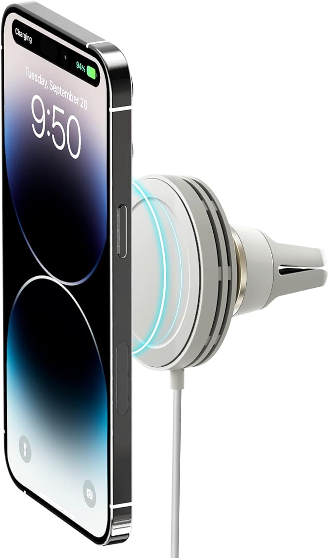 iOttie Velox Mini MagSafe Compatible Air Vent Car Mount in Astral Gray with Wireless Charging for iPhone 13, 14, 15 Series by iOttie