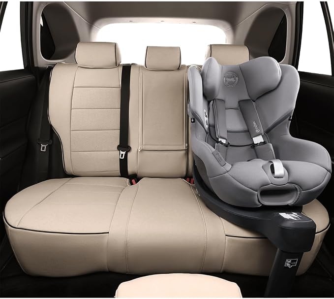 EKR Rav4 Seat Covers Custom Fit for Toyota Rav4 LE(NOT for Hybrid) 2013 2014 2015 2016 2017 2018,Leather Car Seat Cover for Trucks SUV Full Set,Faux Leather(Beige) - Image 5