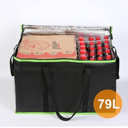 Bodaon 2-Pack Insulated Food Delivery Bag, XXX-Large Meal Grocery Tote Insulation Bag for Hot/Cold Food, Commercial Cooler/Thermal Bags, Large Capacity Reusable Warming Bag, Black with Green Edge - Image 4