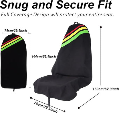 Sweat Towel Car Seat Cover Protector Front Seats for Gym Workout, Running, Swimming, Beach and Hiking, Waterproof Universal Seat Cover for Car, Trucks, Van & SUV (1, Black with Stripe, Front) - Image 4