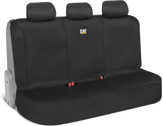 CAT Flexfit Black Rear Seat Cover for Cars, SUVs & Mid-Size Pickup Trucks - Durable 60/40 Split Rear Bench Seat Protector, Back Seat Cover, Interior Auto Accessory, Not for Full-Size Pickup Trucks by Unknown