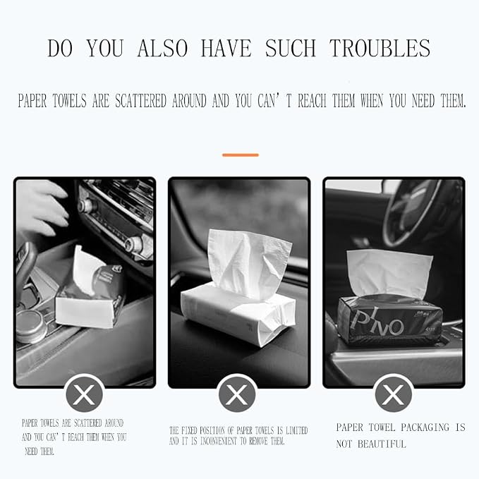 Car Tissue Holder Black | Extra Large Capacity car Tissue Box can Hold 130-180 tissues per Box, Size: 7.9"x5.1"x2.4" - Image 6