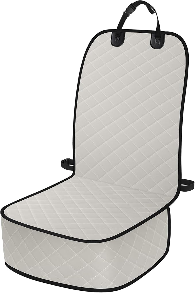 ELONGRIVER Dog Car Seat Covers, Waterproof Front Seat Cover | Scratch-Proof, Nonslip Pet Passenger Seat Cover Protector, Universal Fit for Cars Trucks SUVs, Large Size 1 Pack, Beige by ELONGRIVER