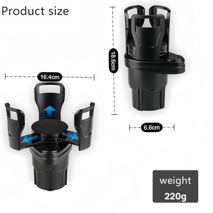 Car Cup Holder Expander, 360° Rotatable Dual Cup Holder Insert, Adjustable 7-16cm Large Drink Holder for Yeti Hydro Flask, Anti-Vibration 2-Tier Vehicle Cup Organizer for Most Car Interior - Image 6