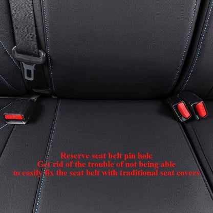 EKR Tacoma Leather Car Seat Covers Custom Fit for Toyota Tacoma 2012 2013 2014 2015 (Regular Seats) - Truck Seat Covers Full Set,Faux Leather(Black with Blue Trim) - Image 5
