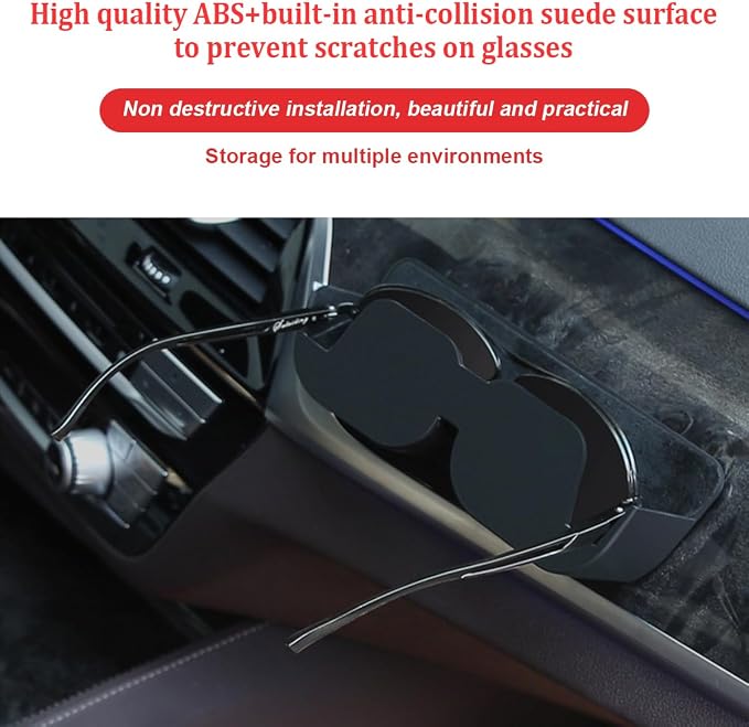 Bittwee Sunglasses Holder for Car Dashboard, Vehicle Eyeglasses Storage Case with Semi-Open Design, Self Adhesive Auto Interior Glasses Organizer Box, Universal for SUV, Truck, RV（Black） - Image 3