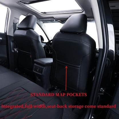 coverdream Customized Car Seat Covers Fit for 2020 2021 2022 Toyota Corolla Hybrid LE &2023-2025 Corolla Hybrid XLE,Fully Covered,Airbag Compatible Leather Seat Protector(Full Set,Black/Red) - Image 4