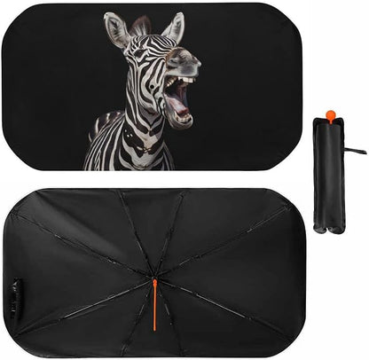 Funny Zebra Car Windshield Sun Shade Foldable Umbrella Auto Sunshade for Car Truck SUV-Blocks Sun Visor Protector-Keeps Your Vehicle Cool by Foruidea