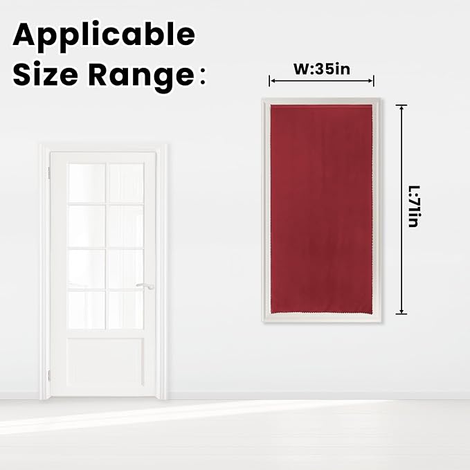Self Adhesive Curtains, Stick Curtain Blackout Shades Window Cover Curtains for Living Room No Drilling, 35" W X 71" L, Burgundy, 1 Panel - Image 7